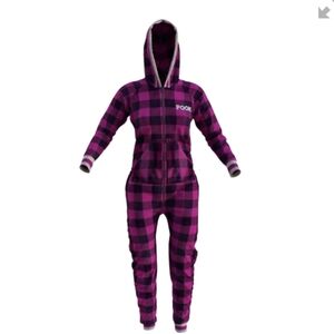 Adult Pook Pink plaid onesie Size XS, 90-110 lbs New Without Tags